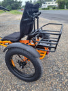 Back view of basket on Trident FT fat-tyre semi-recumbent electric tricycle
