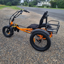  Orange coloured Trident FT fat-tyre semi-recumbent electric tricycle