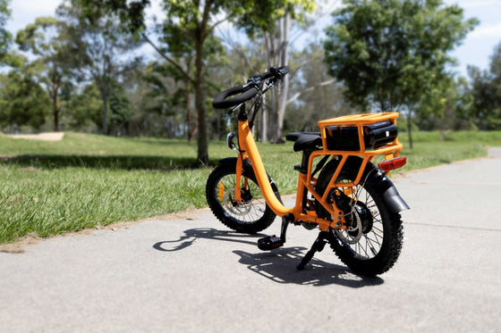 orange lighting electric bike