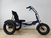 Side profile of navy coloured Trident semi-recumbent electric tricycle