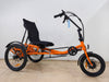 Orange Trident semi-recumbent electric tricycle