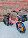 Coral pink Benno RemiDemi electric short-tail cargo bike