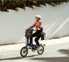 Women riding the BF i-Ezi Folding Electric Bike in the street
