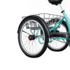 Close up of wheels on Blue Titanium BF i-Tri 24-inch Electric Tricycle