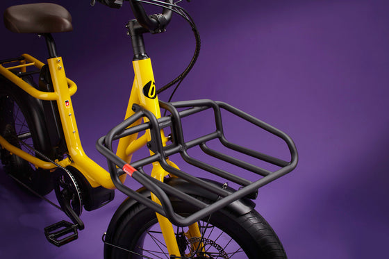Yellow Benno RemiDemi electric short-tail cargo bike