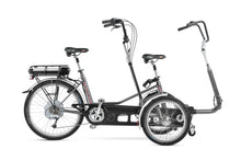  Side view of silver Huka Co-Pilot 3 Tandem Tricycle