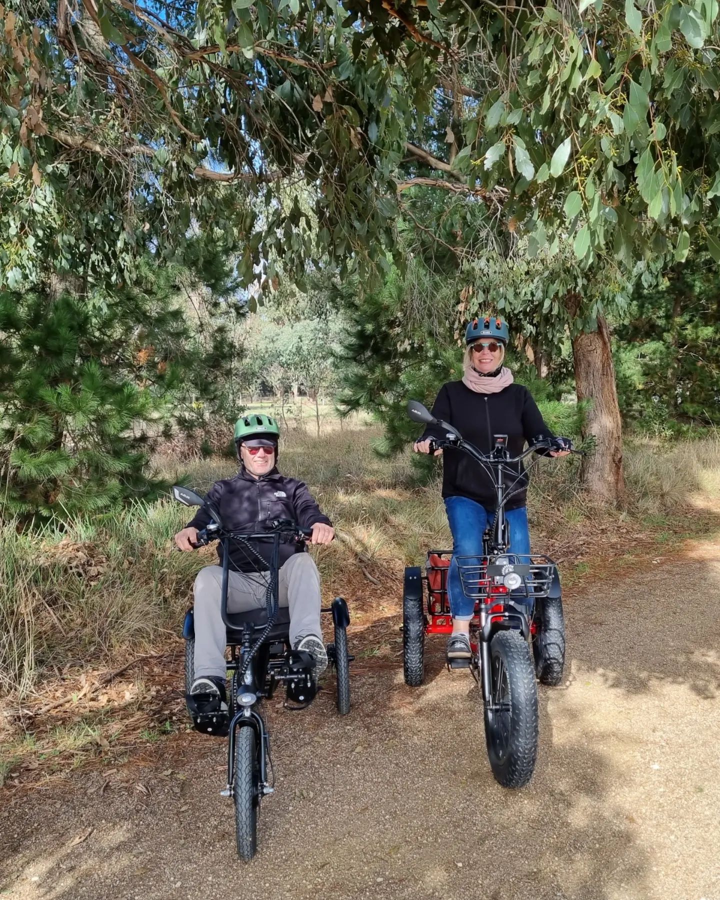 richard and andrea on our 3 wheel electric tricycles
