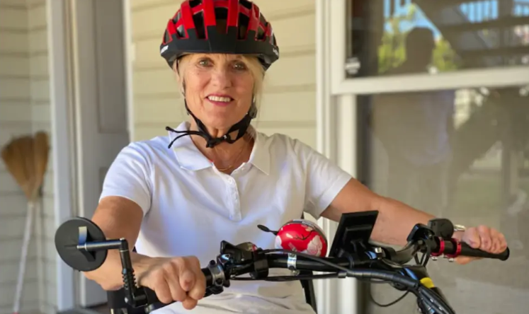 Riding a customised electric bike with daughter