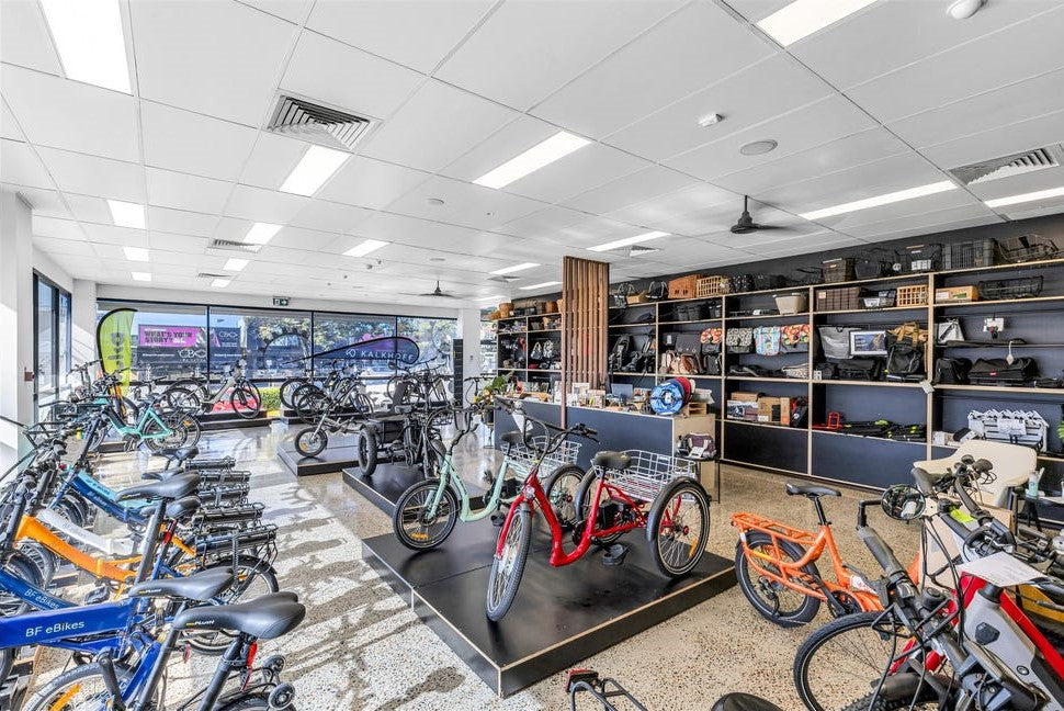 shop floor with electric bikes and electric trikes on display