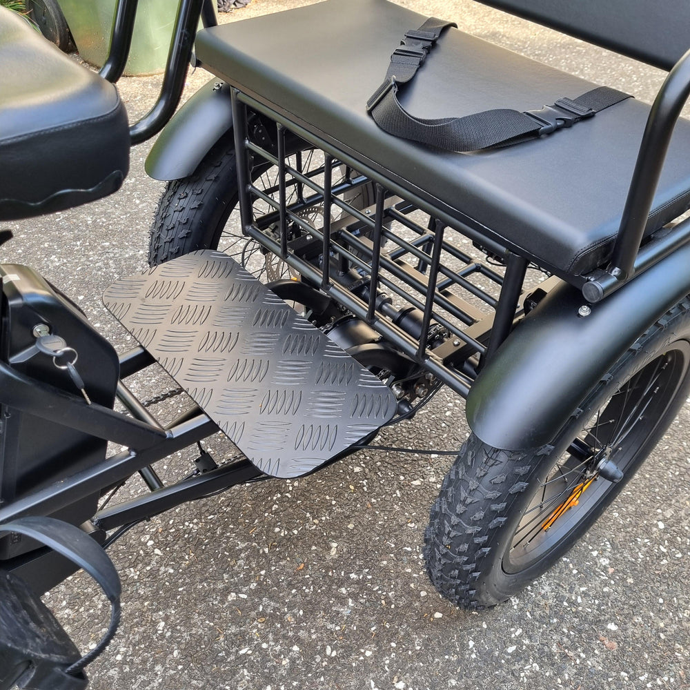 
                      
                        up close shot of family seat of electric tricycle
                      
                    