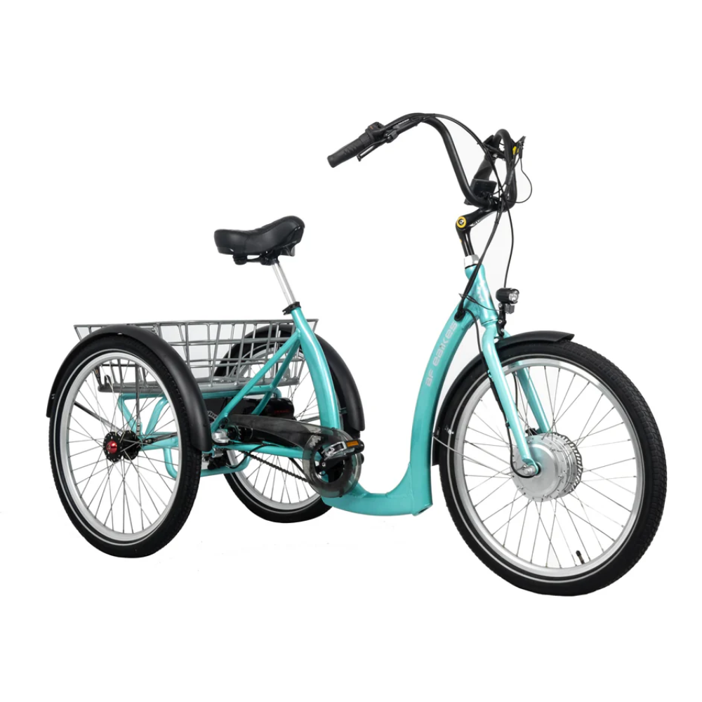 Blue electric tricycle