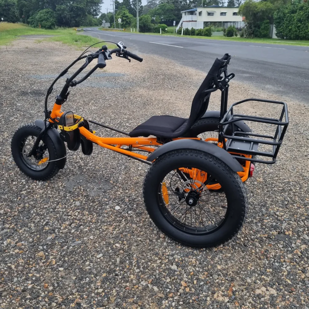 Orange electric tricycle