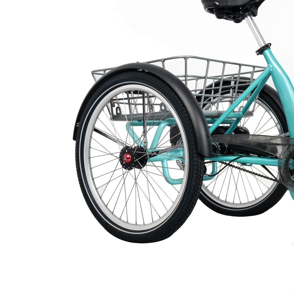 
                      
                        Back wheels and basket on the Aqua BF i-Tri 24-inch Electric Tricycle
                      
                    