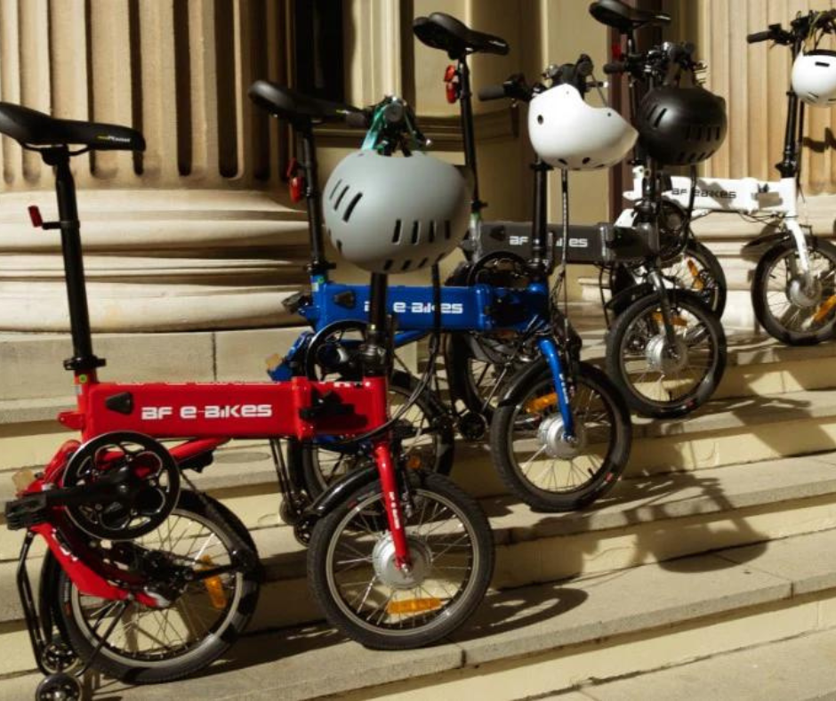 Red electric bike. out in the sun