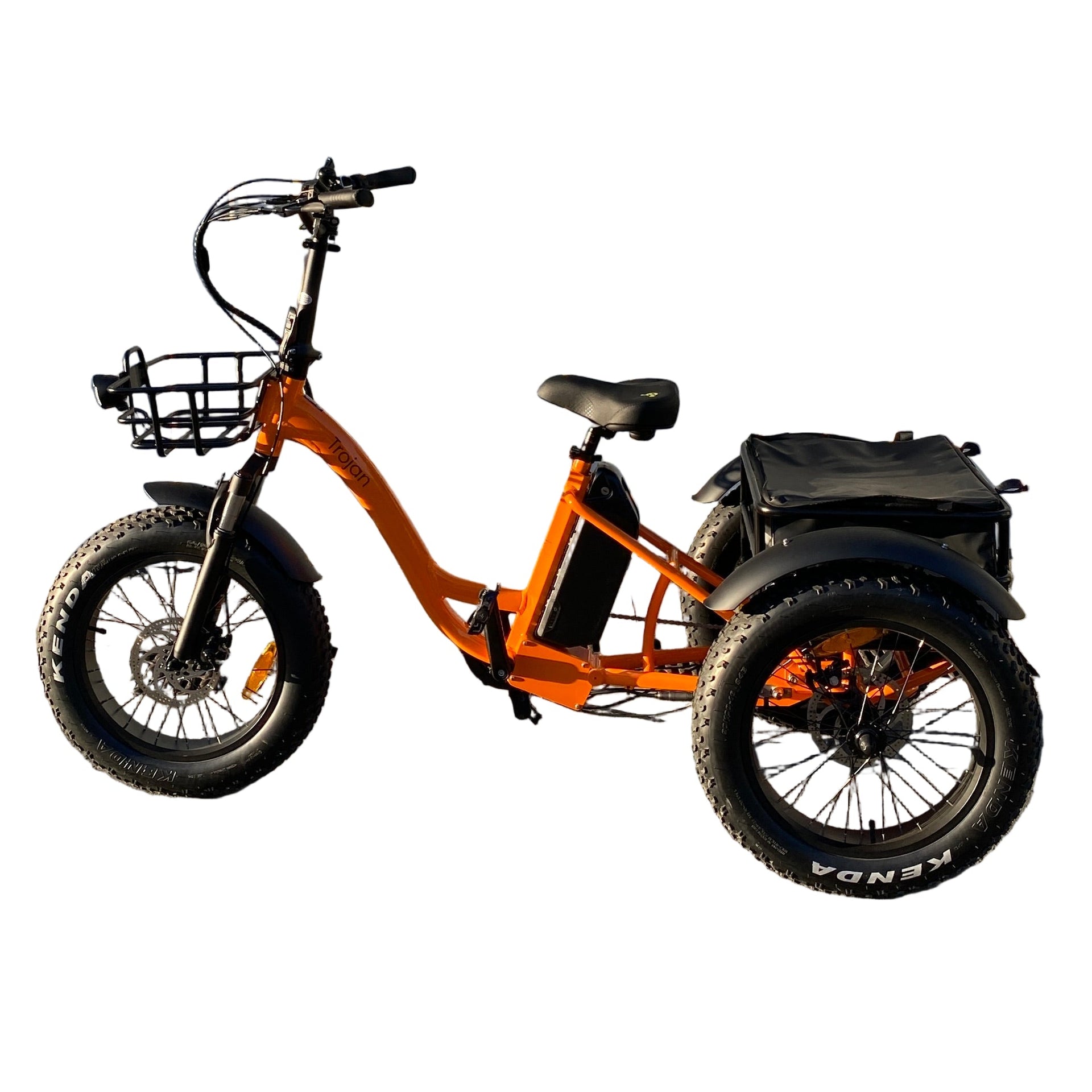 Family riding together on electric trikes