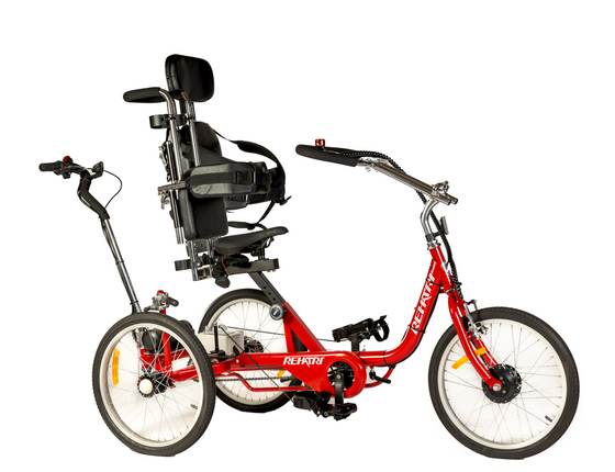 Rehatri special needs electric tricycle with rear steering bar