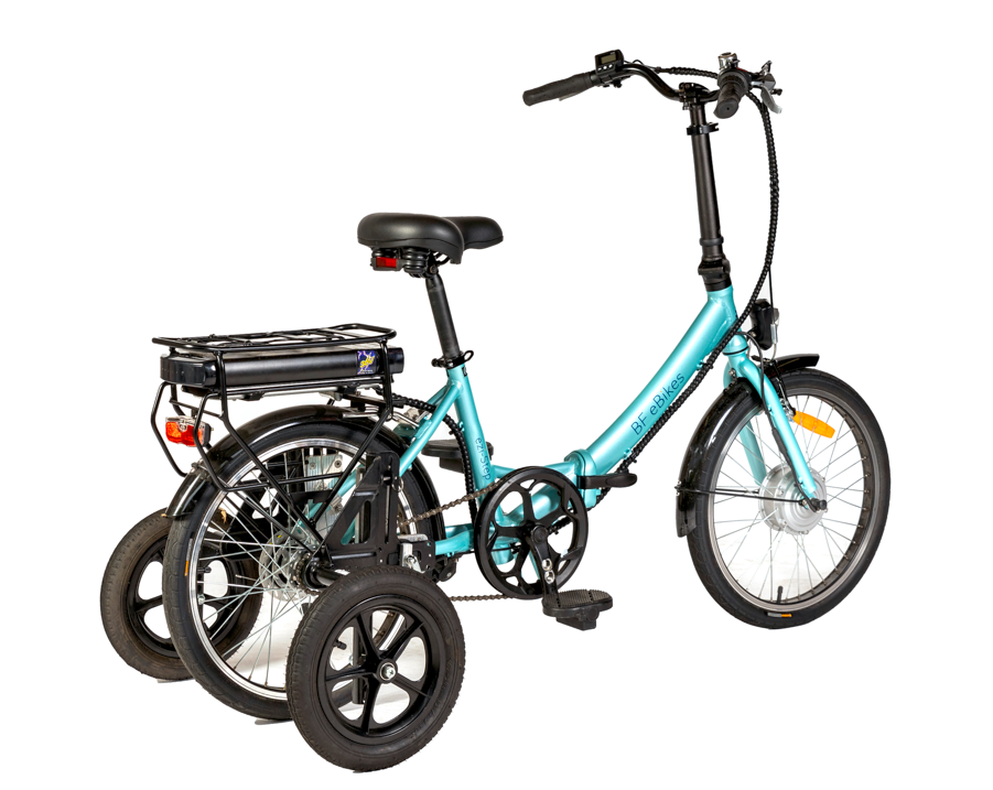 
                      
                        Back view of aqua Folding 20" Electric Bike
                      
                    