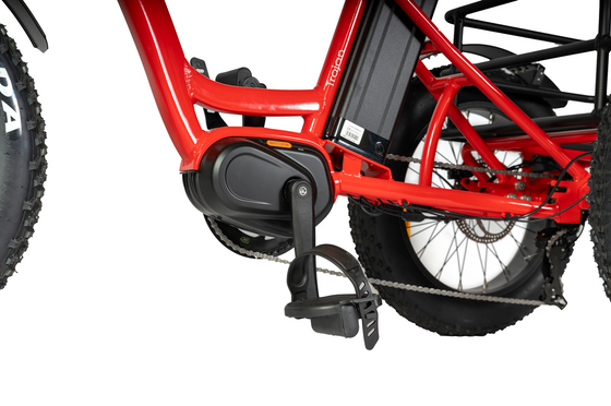Foot pedal on red Electric Tricycle