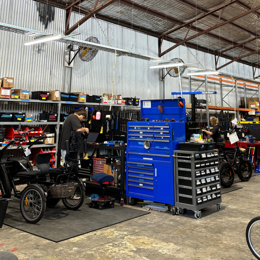 Our Servicing Workshop, where our team do all their servicing, repairs and custom builds.