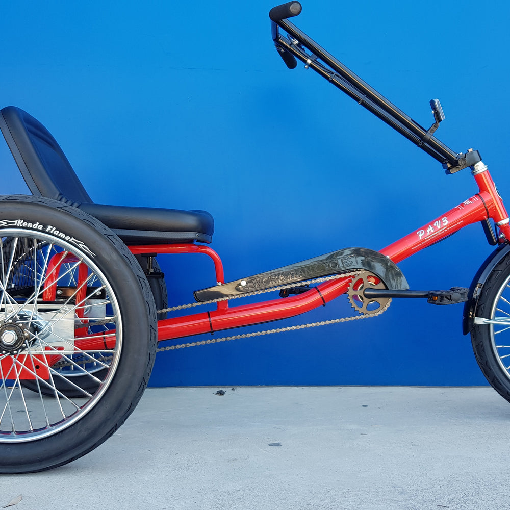 
                  
                    Side shot of red Worksman PLR Low Rider Electric Tricycle
                  
                
