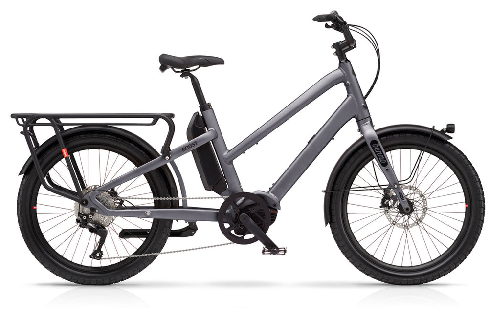 
                  
                    Silver Benno Boost electric long-tail cargo bike
                  
                