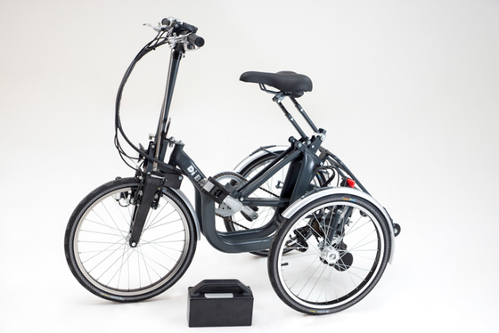 Black partly folded Di Blasi Folding Tricycle