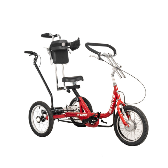 Red special needs electric tricycle